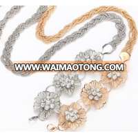 2015 fashion waist chain,waist flower chain plate gold